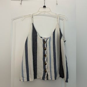 Revamped Button Front Striped Tank Top